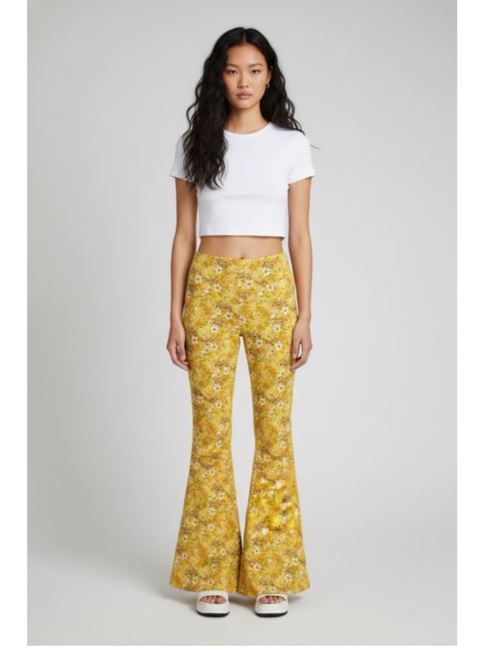 High Waist Wide Leg Long Palazzo Bell Bottom Yoga Pants (Free People Dup)